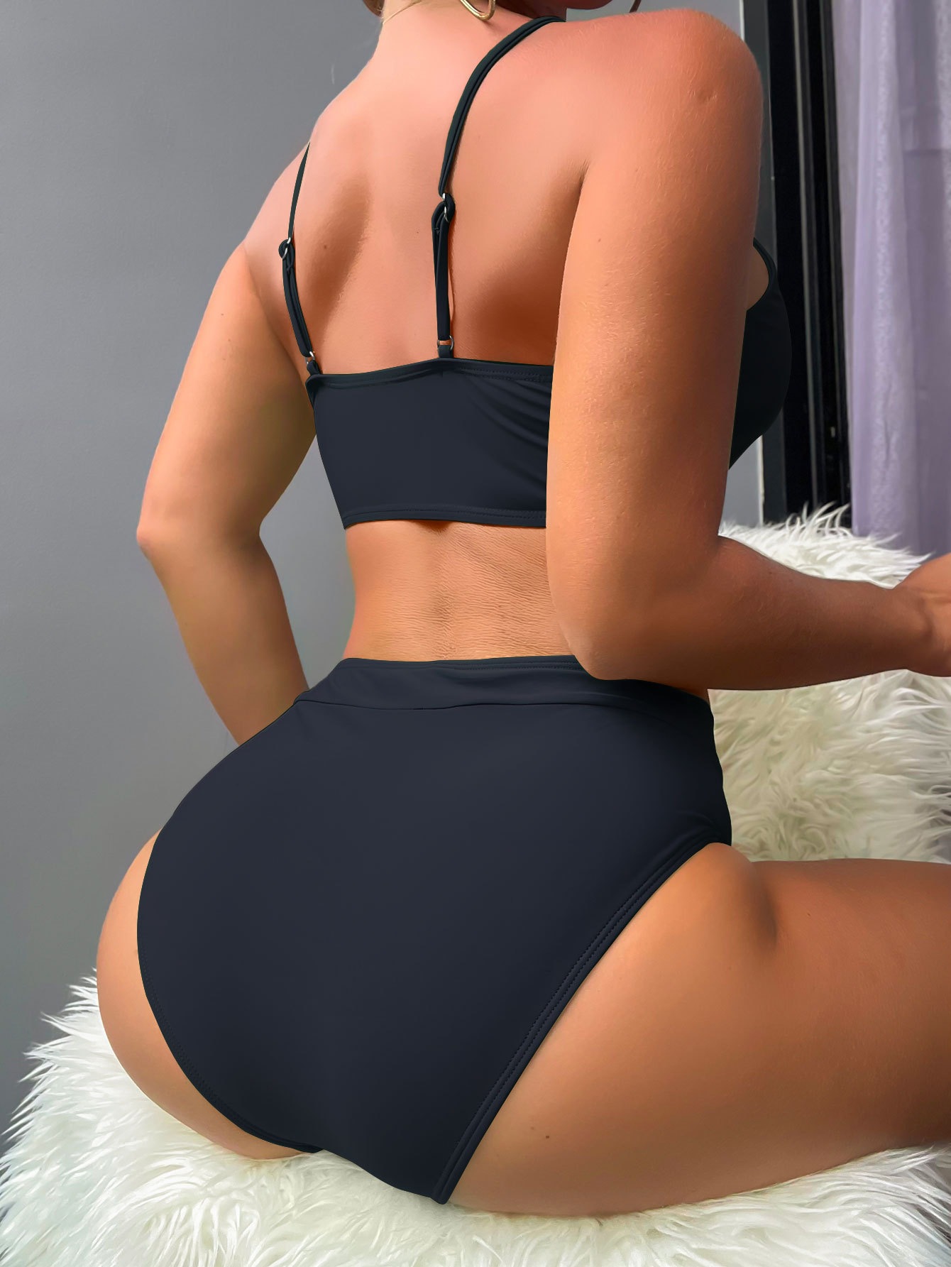 Two-Piece Bikini Set with Front Tie and High Waist view 47
