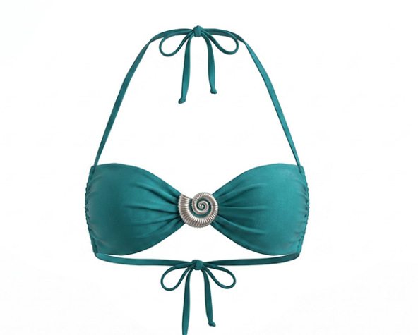 Halter Bandeau Bikini Set with Shell Ornament and V-Cut Bottom view 3