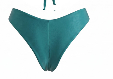 Halter Bandeau Bikini Set with Shell Ornament and V-Cut Bottom view 4