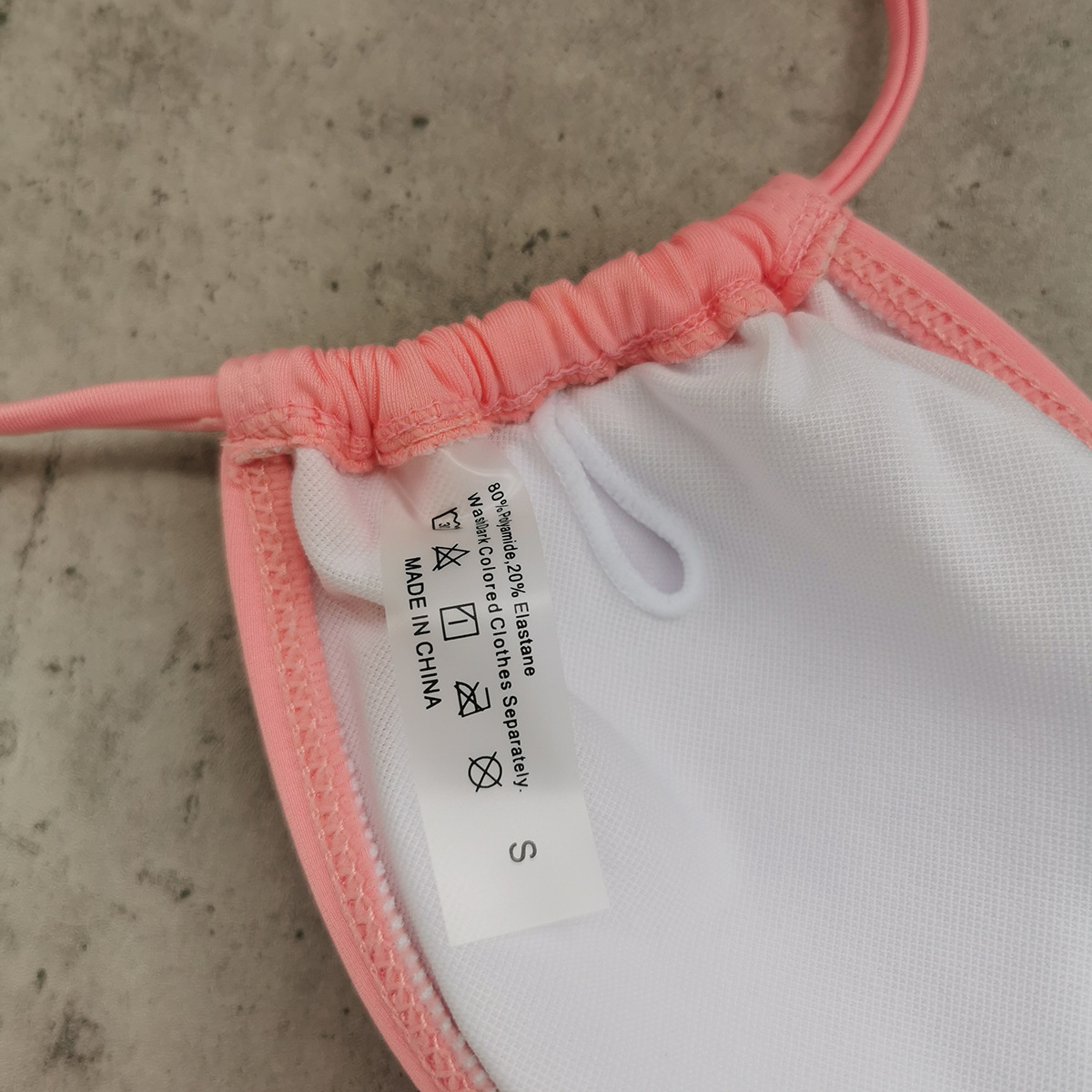 Pink Rhinestone Center Bikini Set with Triangle Top and Tie-Side Bottoms