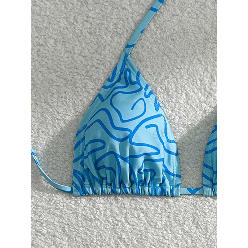 Women's Halter Triangle Bikini Set with Adjustable Ties view 9
