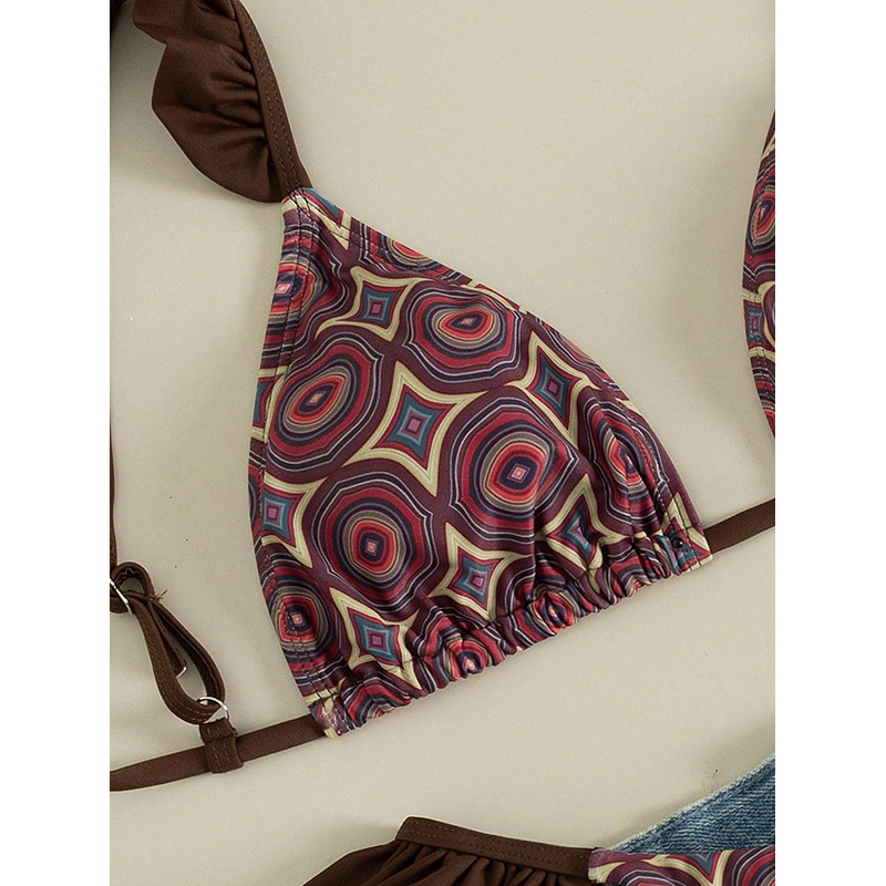 Ruffled Triangle Halter Bikini Set view 4