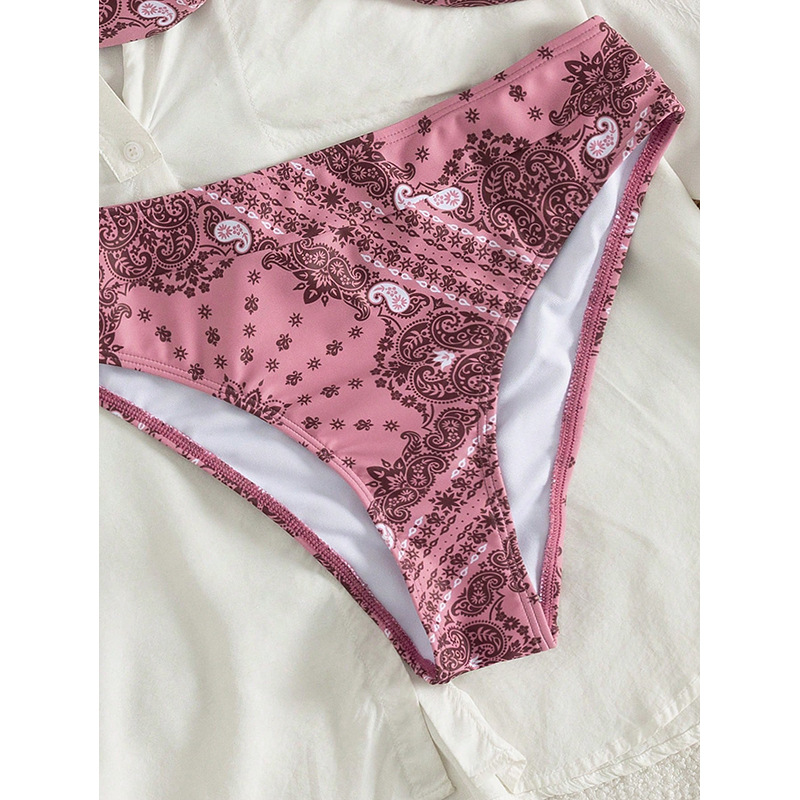 Women's Two-Piece Bikini Set with Structured Cups and Tie-Back Top view 4