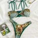 Bandeau Bikini Set with Front Knot and Tie Straps