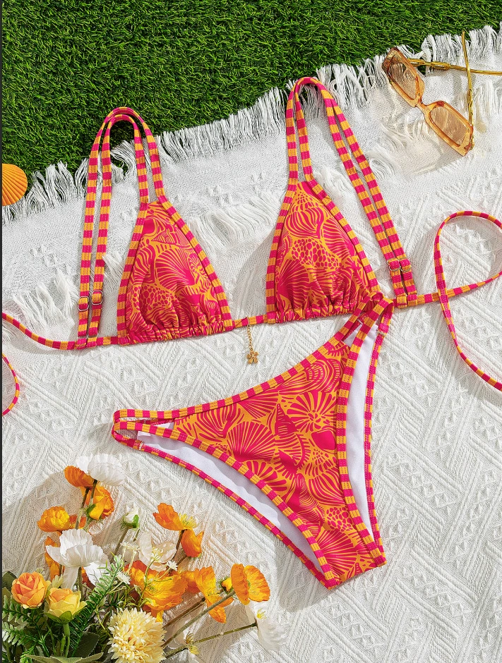 Two-Piece Triangle Halter Bikini Set with Double Straps view 5