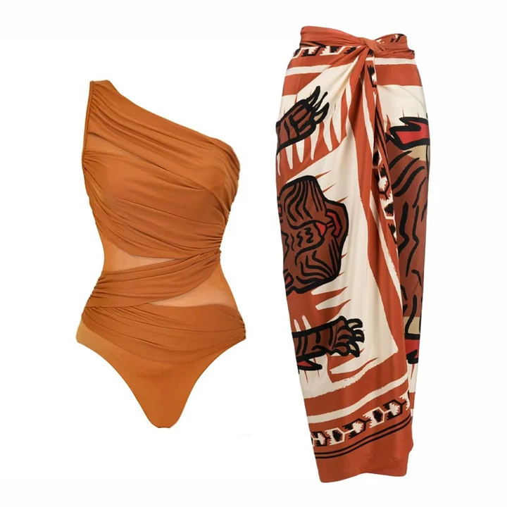 One-shoulder one-piece set