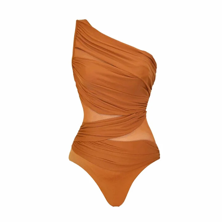 One-shoulder one-piece swimsuit