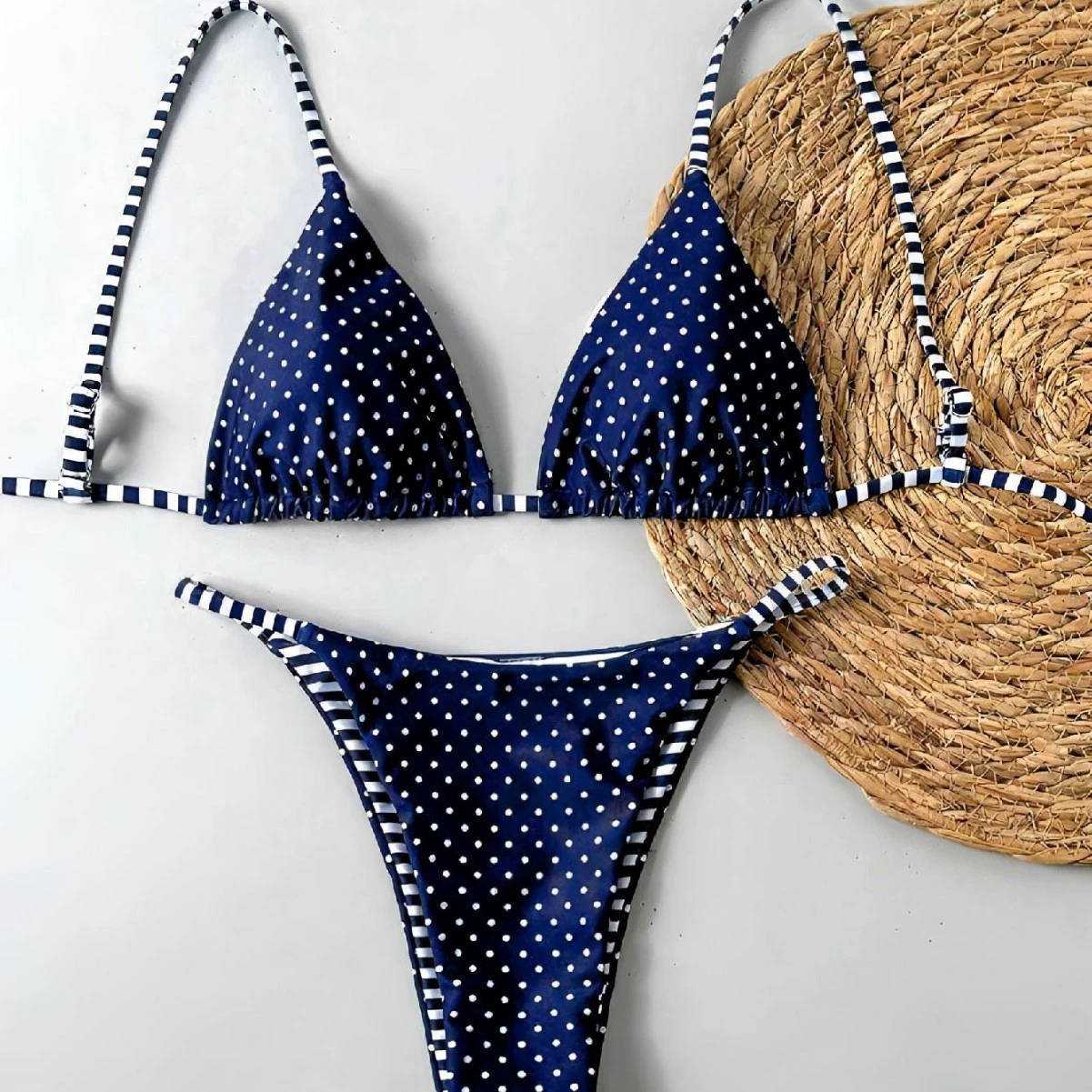 Gathered Triangle Halter Bikini Set with Side-Tie Bottoms view 3