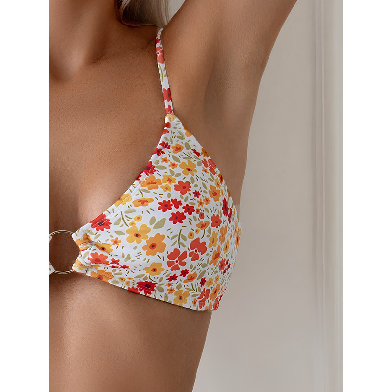 High-Waisted Two-Piece Bikini Set with O-Ring Triangle Top and Adjustable Straps view 8