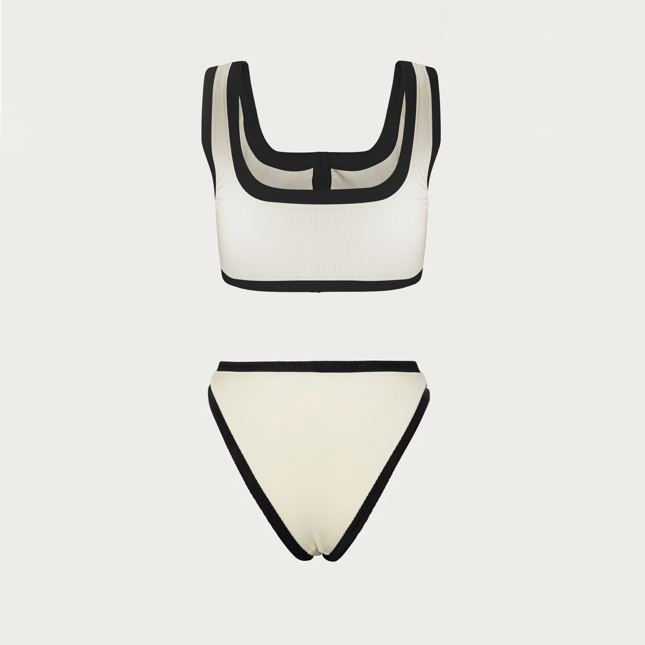 Scoop-Neck Button-Front Bikini Set with High-Cut Briefs view 4