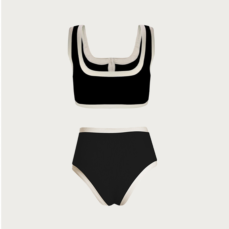 Scoop-Neck Button-Front Bikini Set with High-Cut Briefs view 8