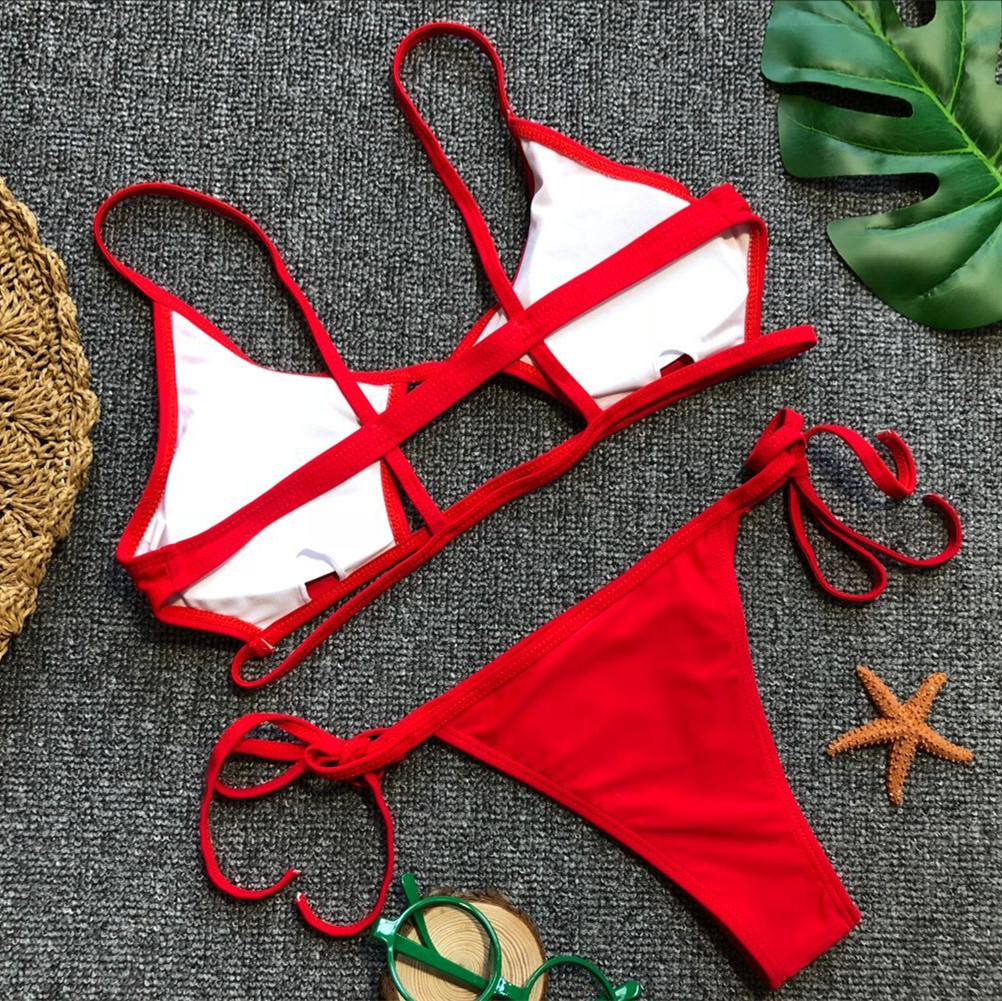 Thin-Strap Two-Piece Bikini Set with Front Cutout and Tie-Side Bottoms view 10