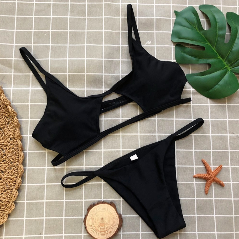 Thin-Strap Two-Piece Bikini Set with Front Cutout and Tie-Side Bottoms view 11