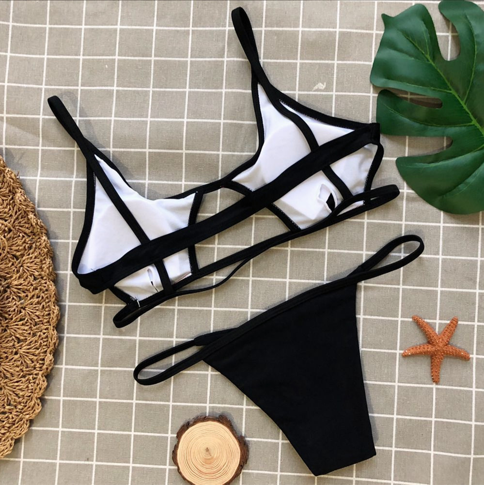 Thin-Strap Two-Piece Bikini Set with Front Cutout and Tie-Side Bottoms view 12