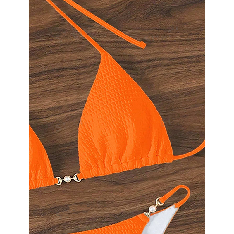Halter Triangle Bikini Set with Center Ring and High-Cut Bottoms view 10