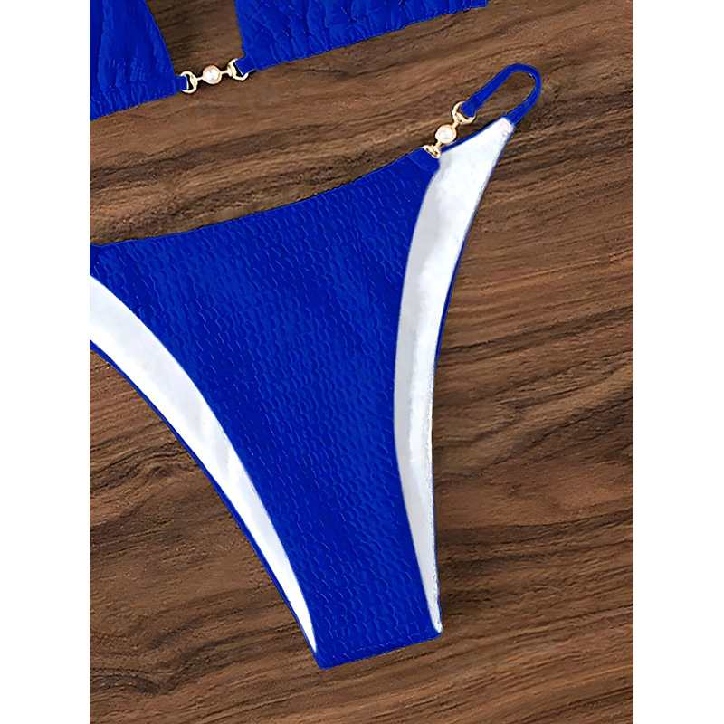 Halter Triangle Bikini Set with Center Ring and High-Cut Bottoms view 14