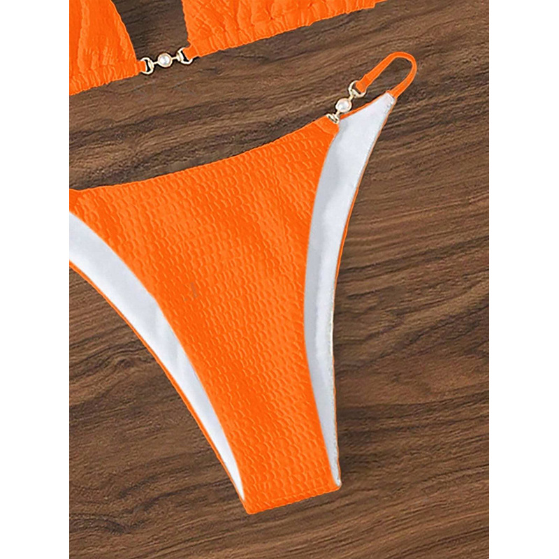 Halter Triangle Bikini Set with Center Ring and High-Cut Bottoms view 9
