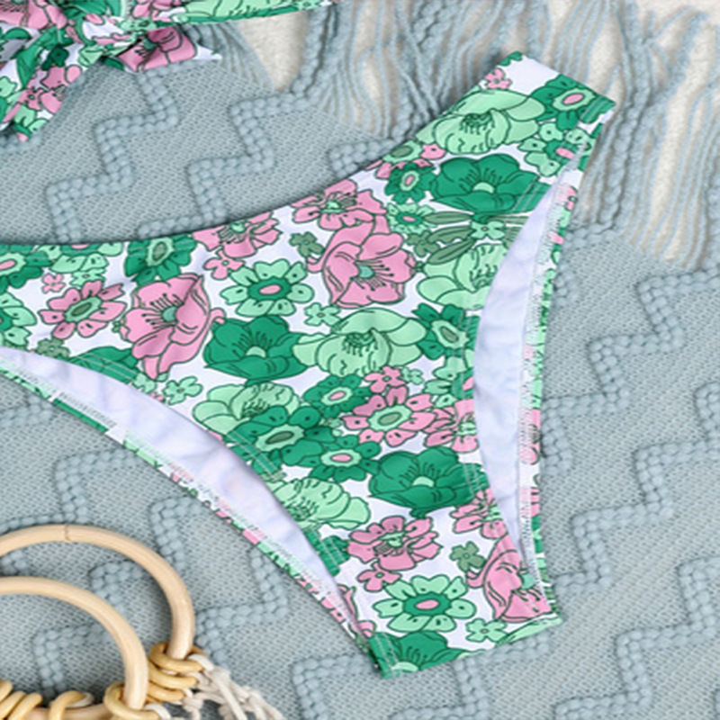 Women's Twist Front Tie Strap Bandeau Bikini Set view 5