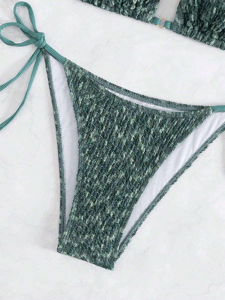 Women's Halter Triangle Bikini Set with Tie Side Bottoms view 4