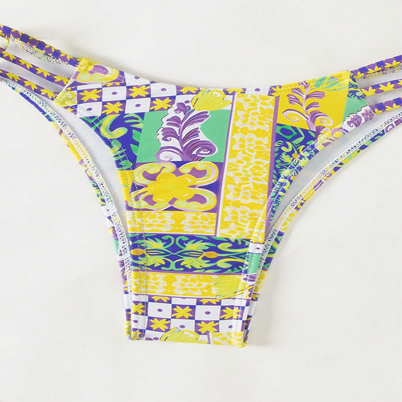 Women's Clip Front Bandeau Bikini Set with Strappy Bottoms view 6