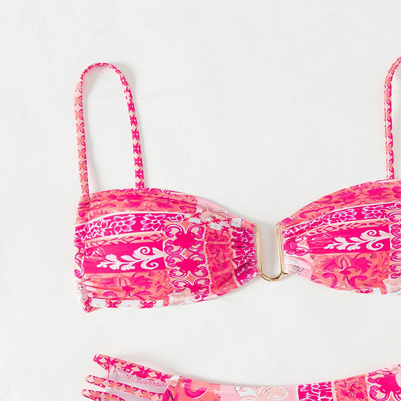 Women's Clip Front Bandeau Bikini Set with Strappy Bottoms view 8