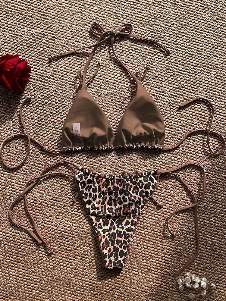 Women's Halter Triangle Bikini with Tie-Side Bottom view 10