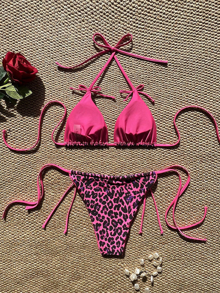 Women's Halter Triangle Bikini with Tie-Side Bottom view 12