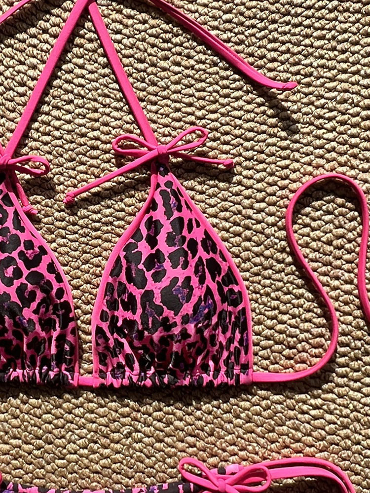 Women's Halter Triangle Bikini with Tie-Side Bottom view 13