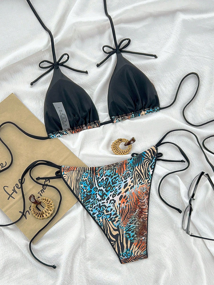 Women's Halter Triangle Bikini with Tie-Side Bottom view 7