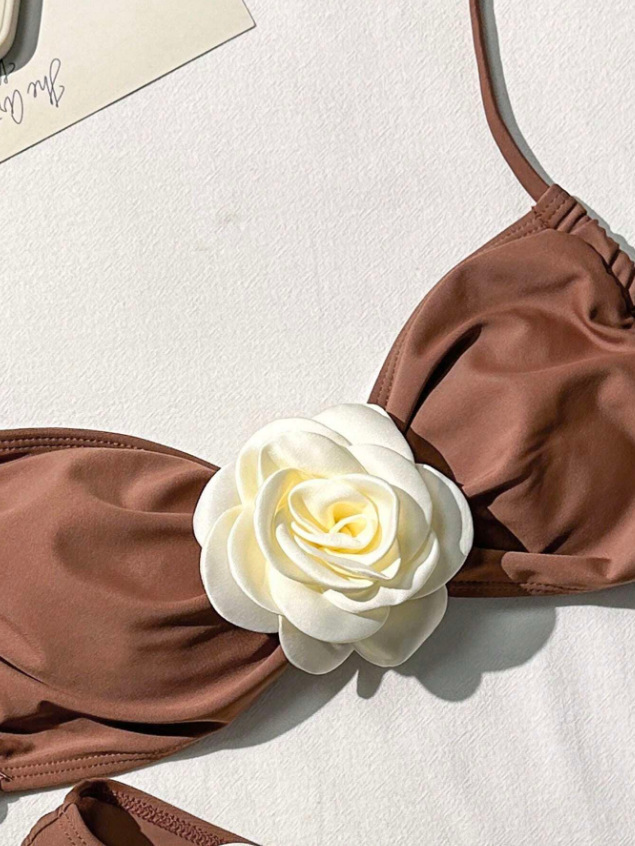 Women's Rosette Applique Bandeau Bikini Set view 10