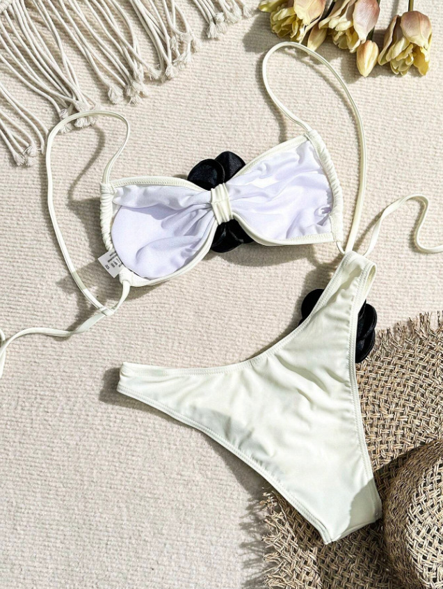 Women's Rosette Applique Bandeau Bikini Set view 12