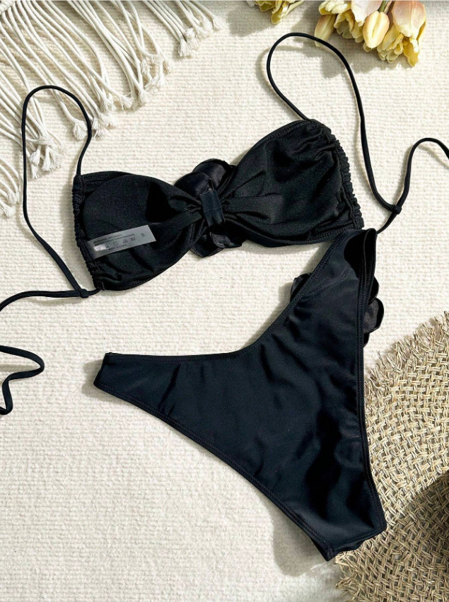 Women's Rosette Applique Bandeau Bikini Set view 18