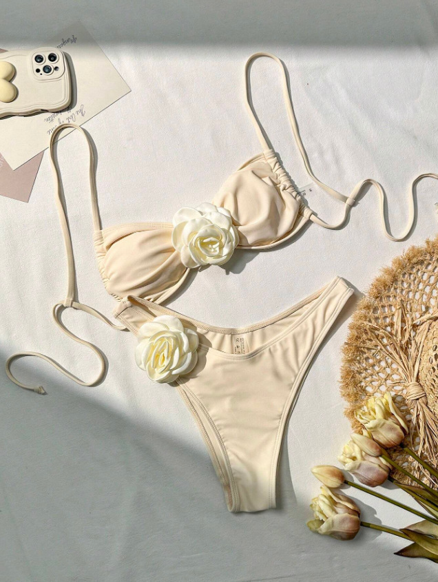 Women's Rosette Applique Bandeau Bikini Set view 21