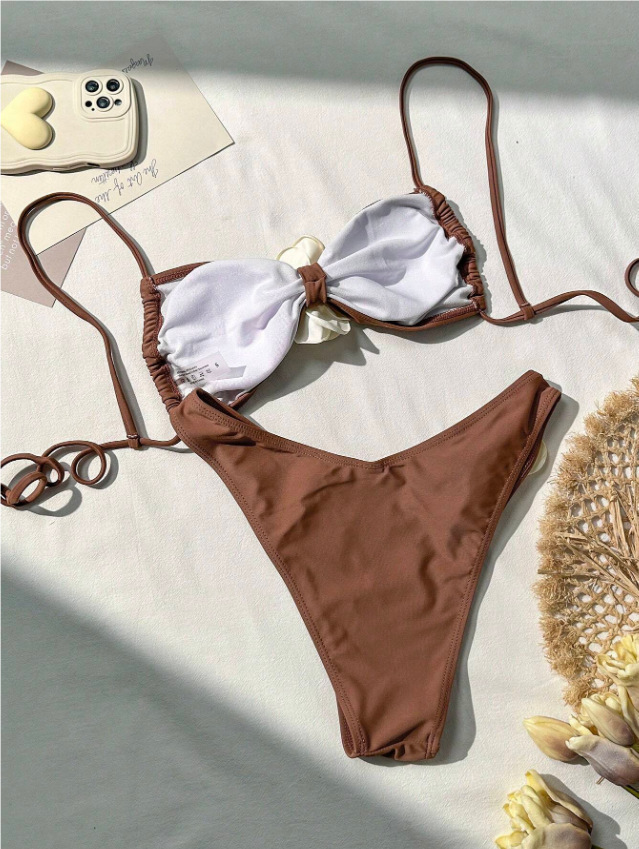 Women's Rosette Applique Bandeau Bikini Set view 9