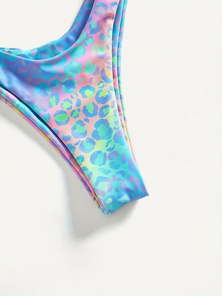 Women's Twist Front Triangle Bikini Set with High Cut Bottom view 5