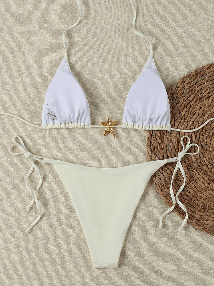 Women's Triangle Bikini Set with Starfish Charm and Tie Side Bottoms view 6