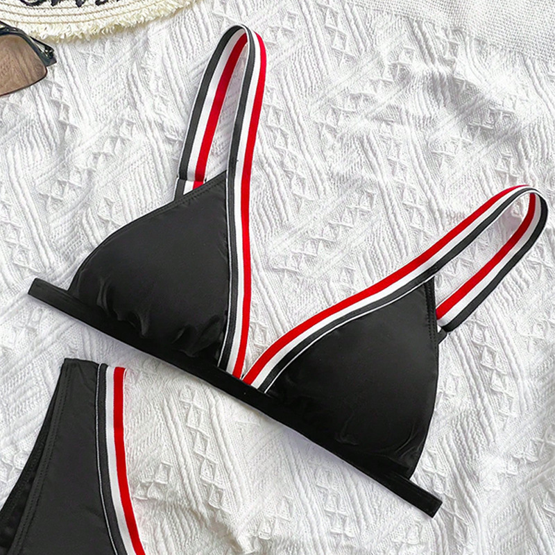 Women's V-Neck Triangle Bikini Set with Adjustable Straps view 6