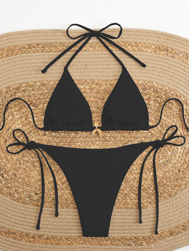 Women's String Triangle Bikini Set with Starfish Charm view 5