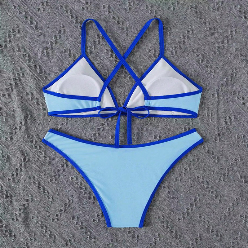 Women's Cross Back Tie Triangle Bikini Set view 19