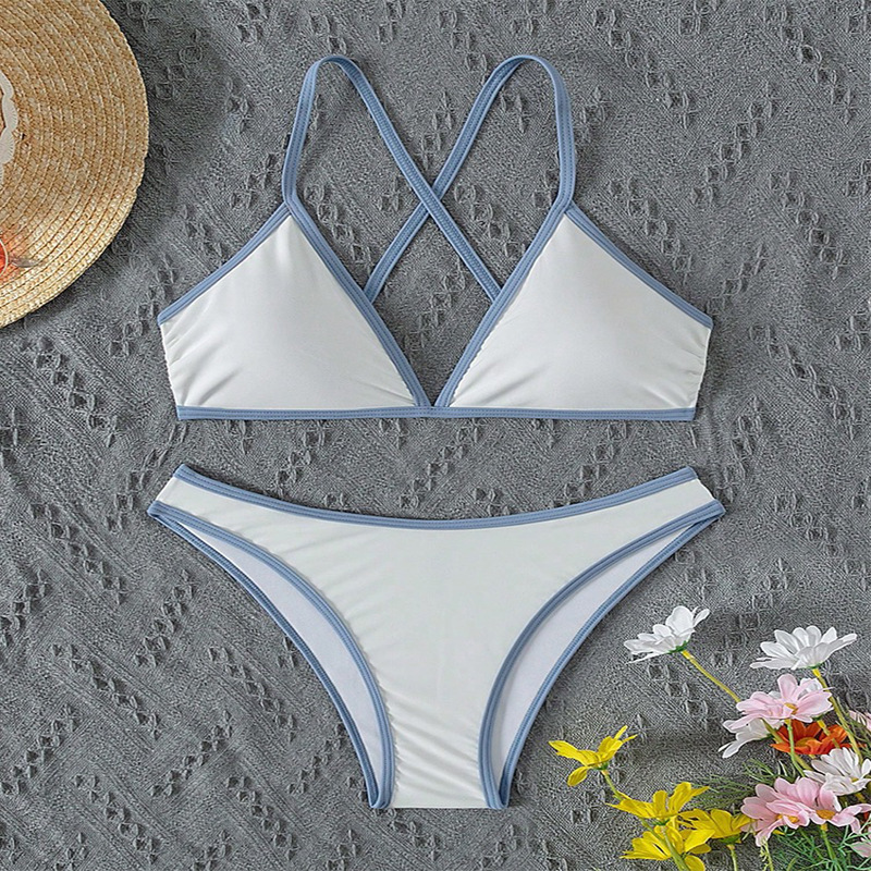 Women's Cross Back Tie Triangle Bikini Set view 6