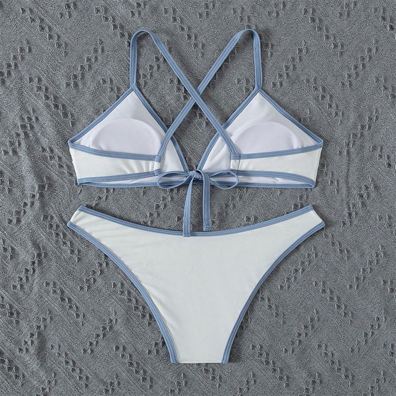Women's Cross Back Tie Triangle Bikini Set view 7