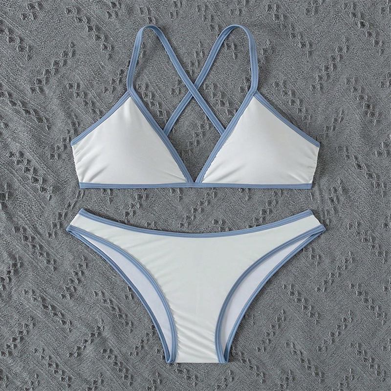 Women's Cross Back Tie Triangle Bikini Set view 8