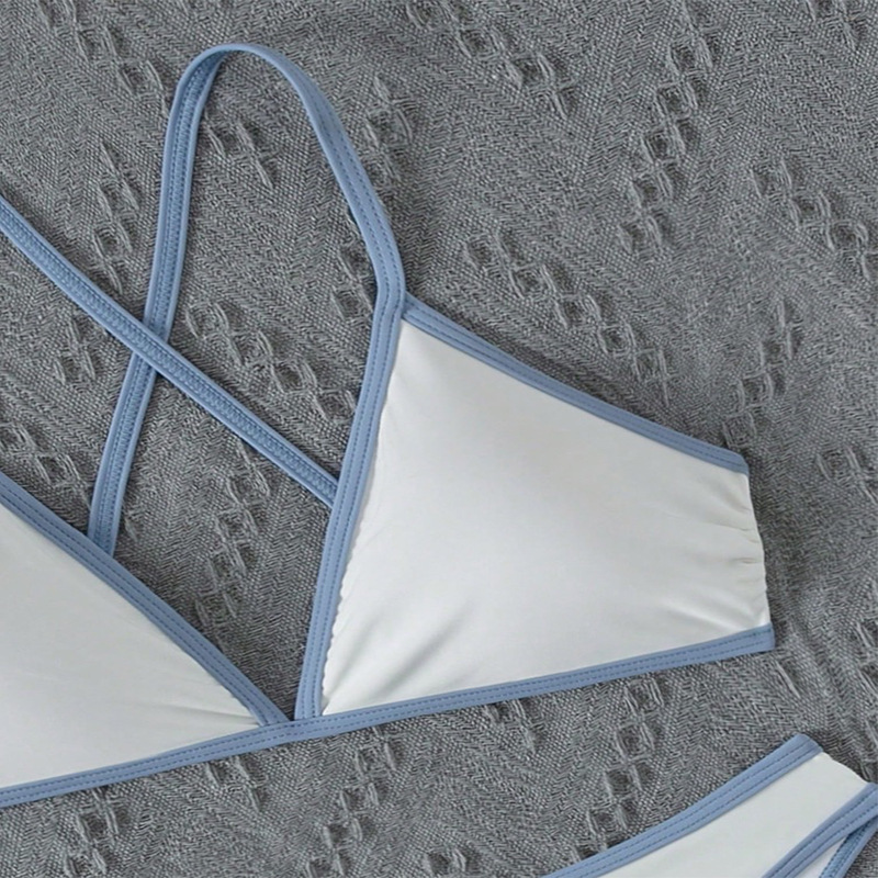 Women's Cross Back Tie Triangle Bikini Set view 9