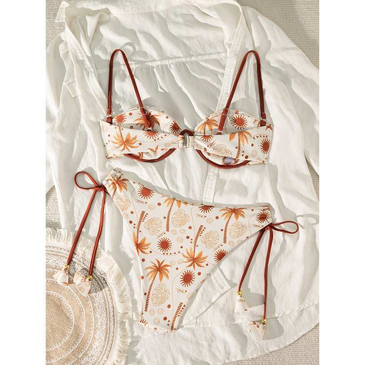 Women’s Underwire Tie-Side Bikini Set with Tassel Ties