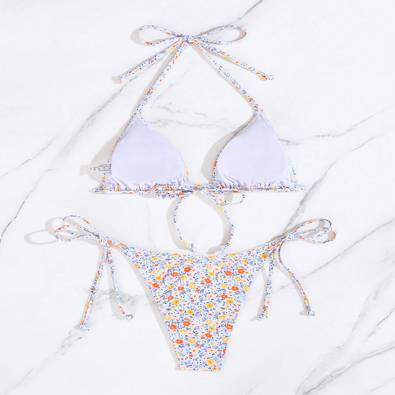 Women's Halter Triangle Bikini Set with Tie-Side Bottoms view 7