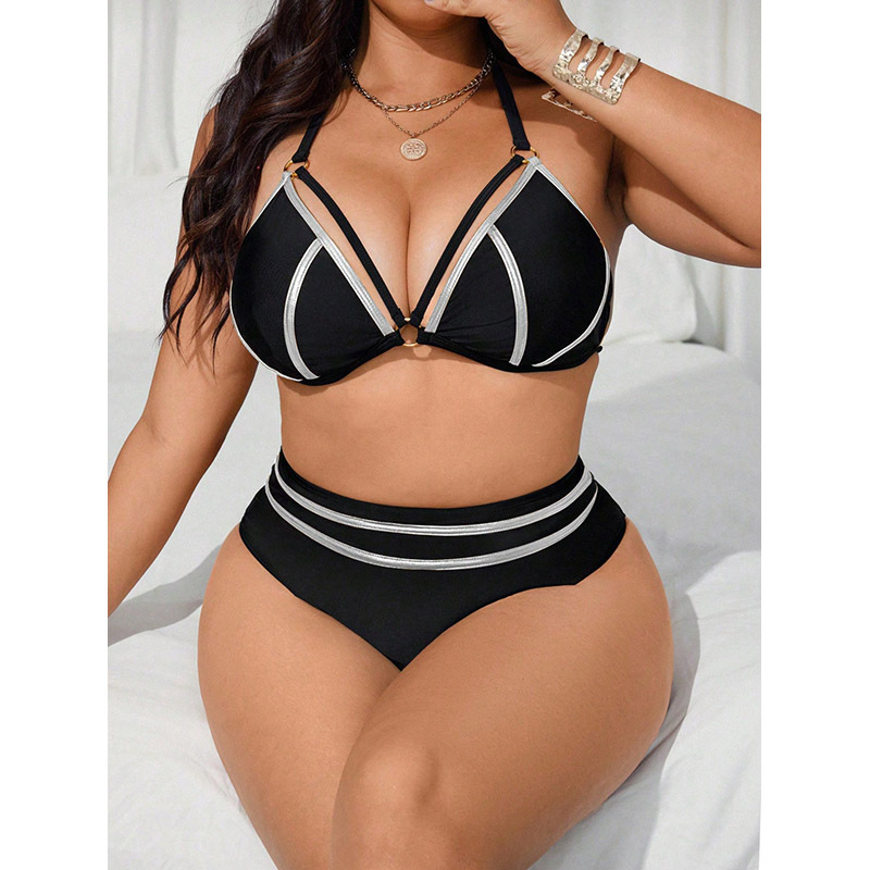 Plus Size Halter Cutout High Waist Bikini Set view 6