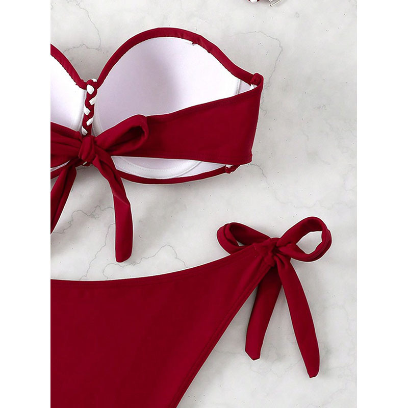 Women's Strapless Bandeau Tie-Side Bikini Set view 10