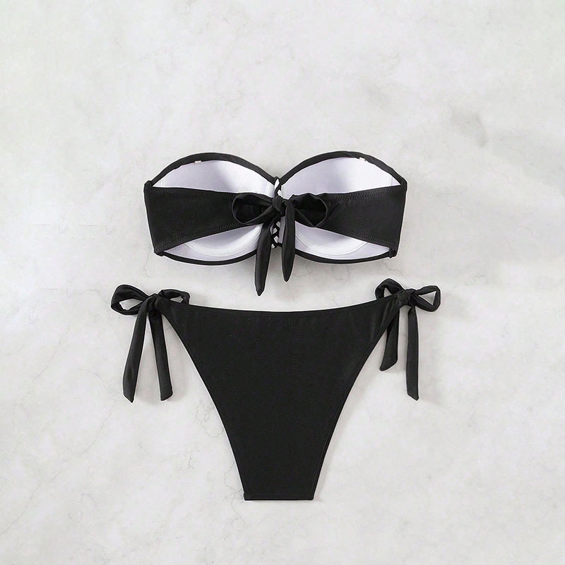 Women’s Strapless Bandeau Tie-Side Bikini Set