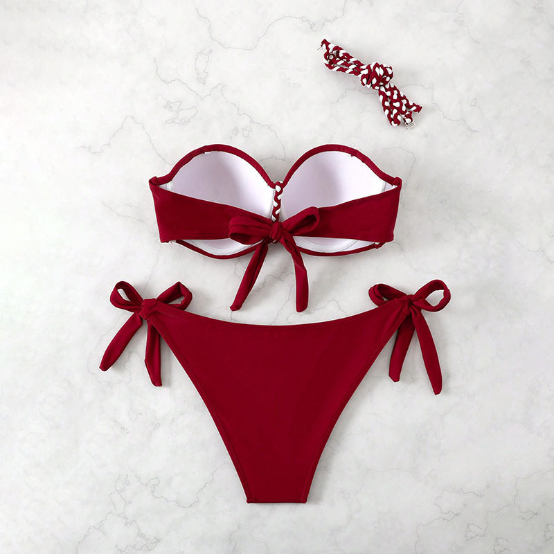 Women's Strapless Bandeau Tie-Side Bikini Set view 6