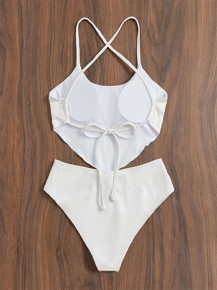 Women's Scoop Neck Tie Back High Cut Bikini Set view 4